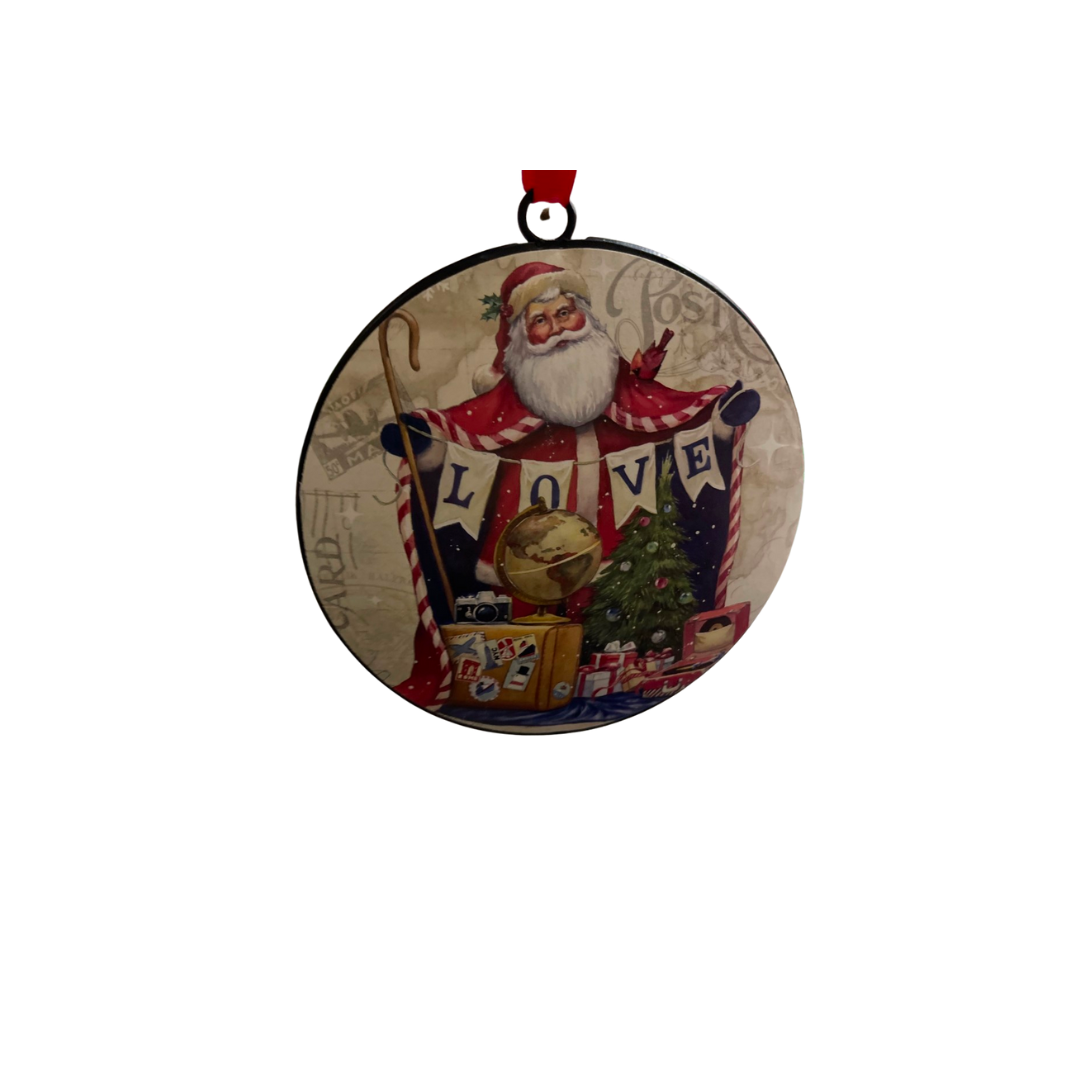 Post Card Santa Disc Ornament