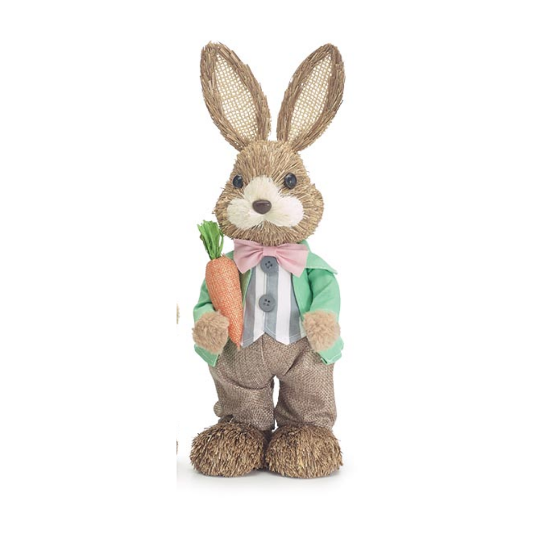 Sisal Bunny Couple w/Eggs and Carrots