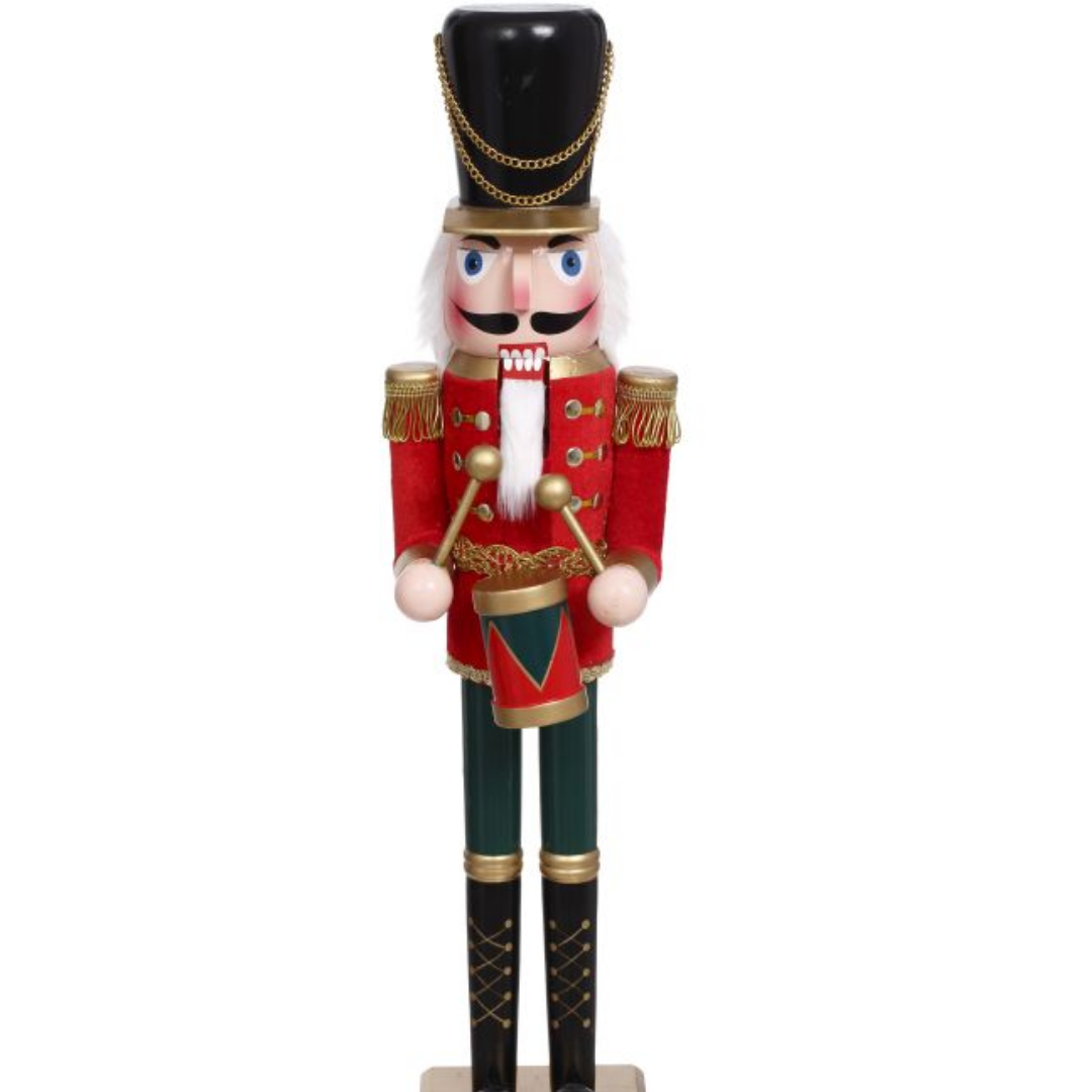 Velveted Musician Nutcracker w/Drum 24"