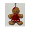 Gingerbread Woman Embroidered Wool Ornament