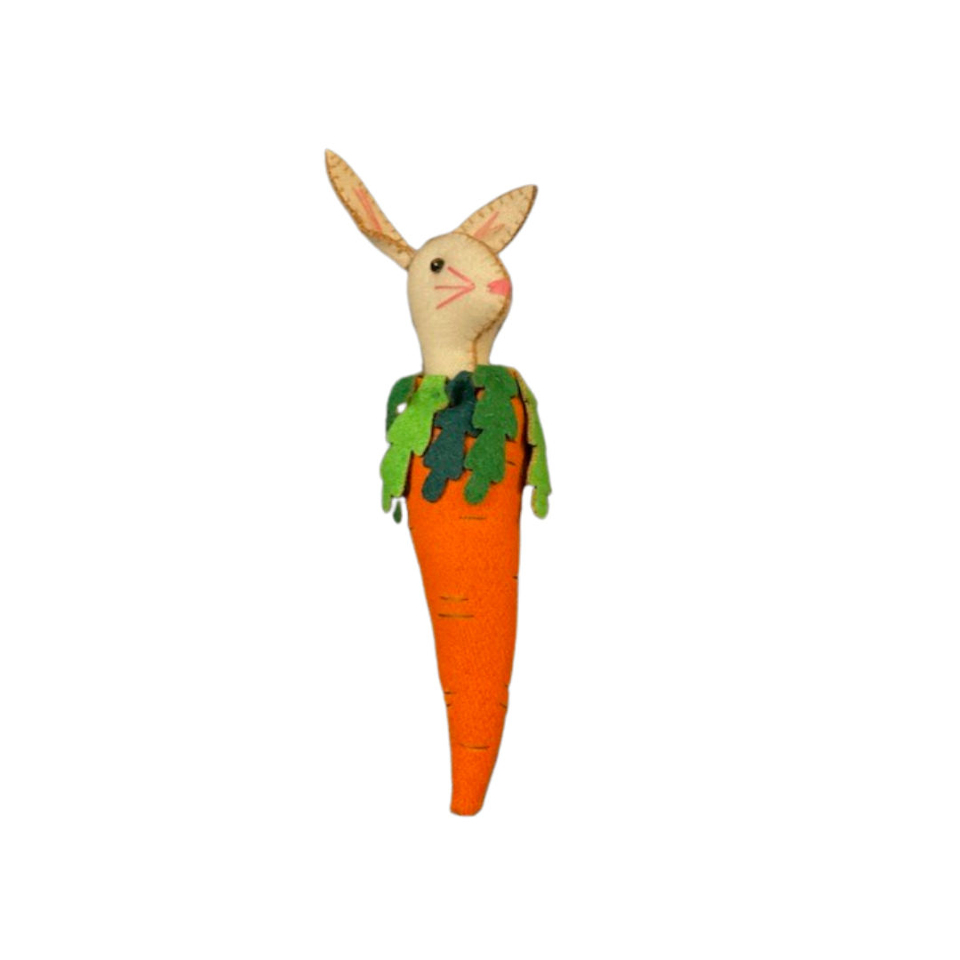 Carrot with White Rabbit Head Ornament