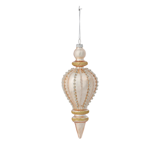 Rhinestone Pattern Frosted Glass Finial Ornament