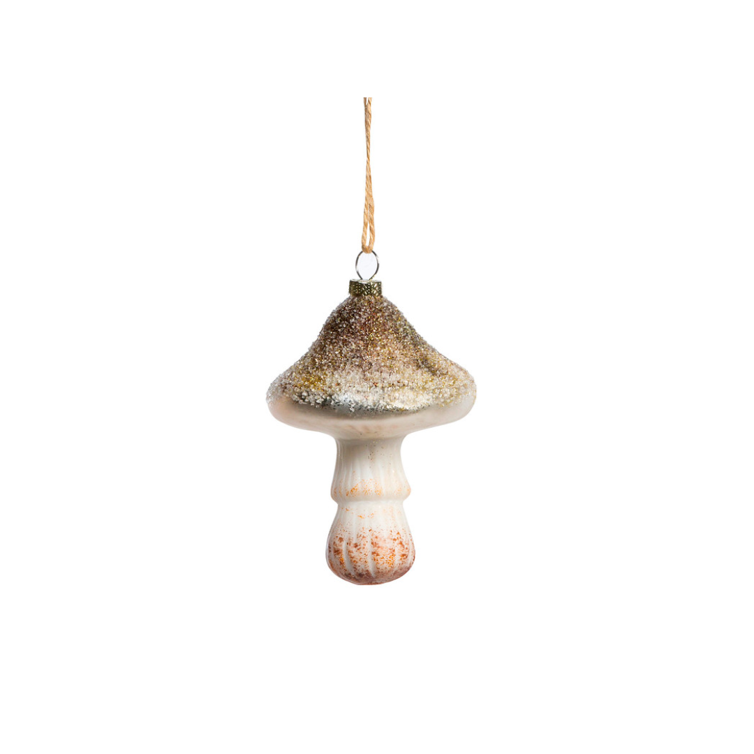 Glass Iced Mushroom Ornament