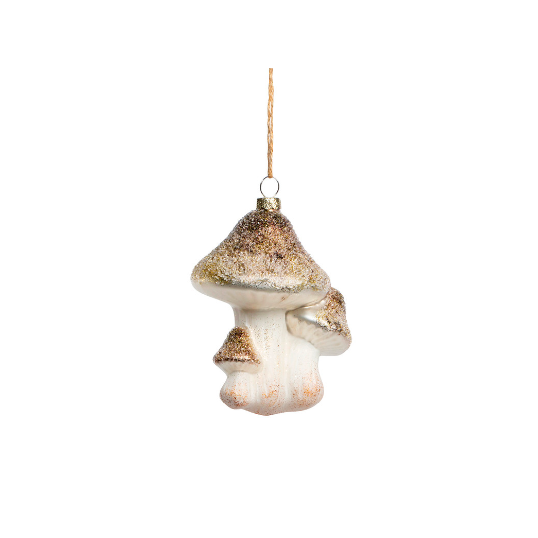 Glass Iced Mushroom Ornament