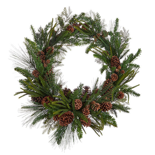 34.5" Pinecone and Mixed Greenery Wreath