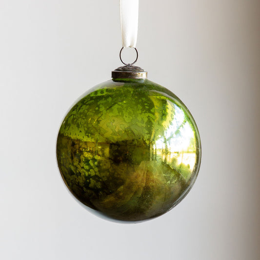 Antique Mercury Glass Citrus Green Ball Ornament