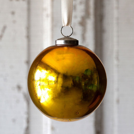 Vintage Glass Ball Light Gold Ornament- Large