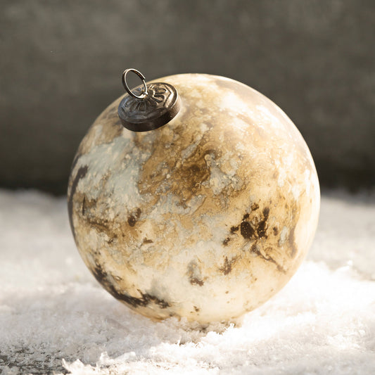 Brown Marble Pattern Mercury Glass Ball Ornament