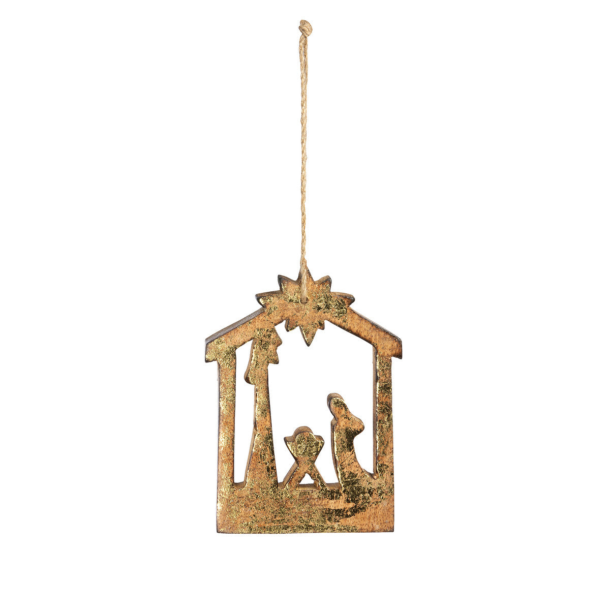 Wooden Carved Nativity Ornament Small