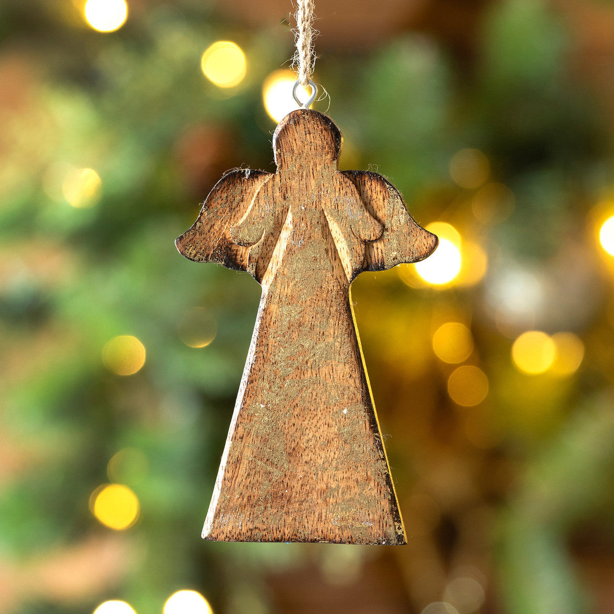 Wooden Carved Angel Ornament