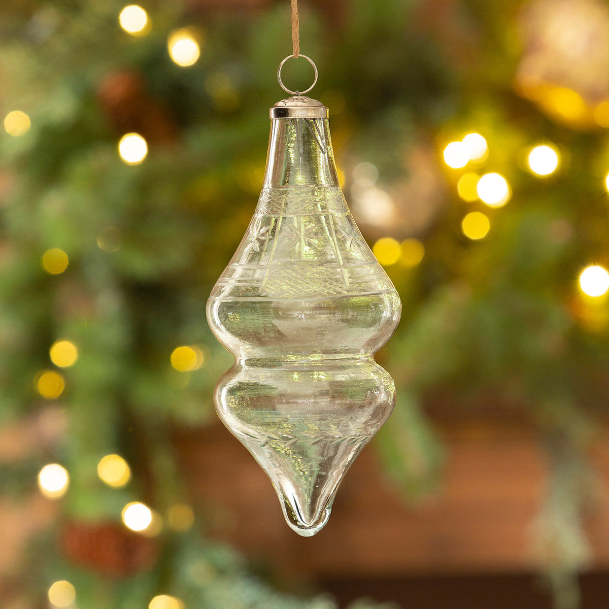 Etched Glass Finial Ornament