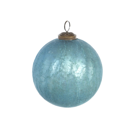 Crackle Icy Frost Glass Ball Ornament- Large