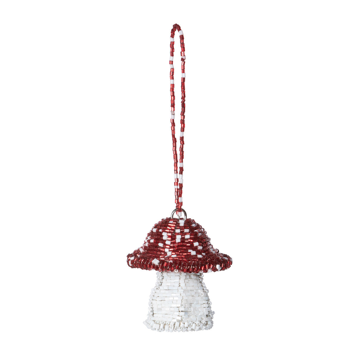 Red Capped Beaded Mushroom Ornament- Small