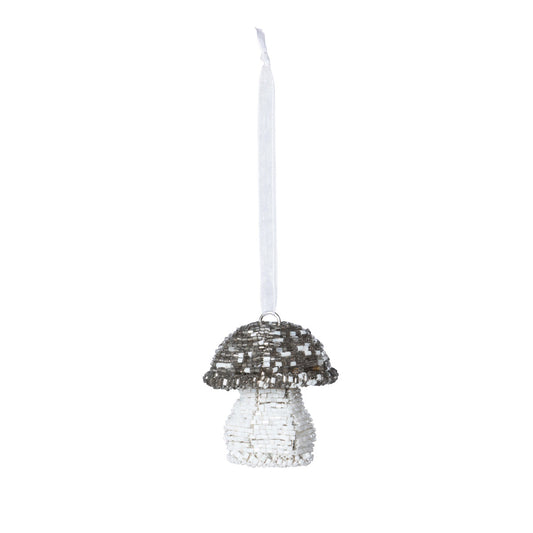 Bronze Glass Beaded Mushroom Ornament