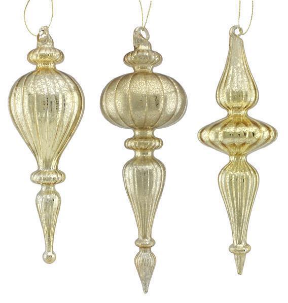 9.5"-10" Glass Finials Shiny Mercury Gold