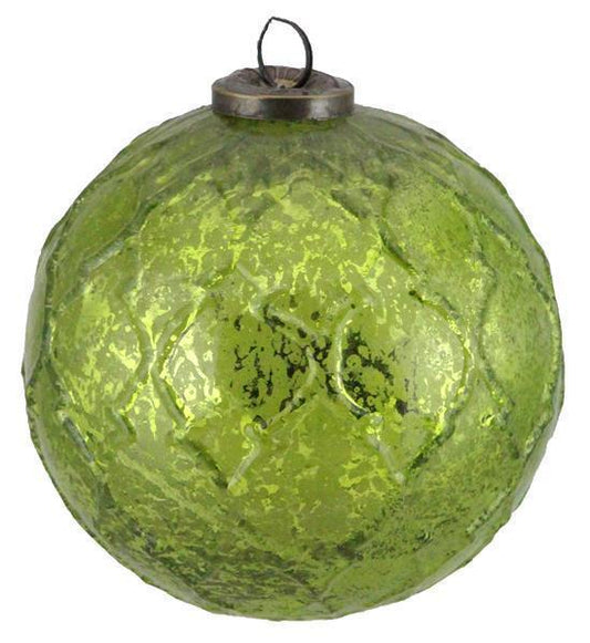 5"Quatrafoil Glass Ball Ornament Lime Green