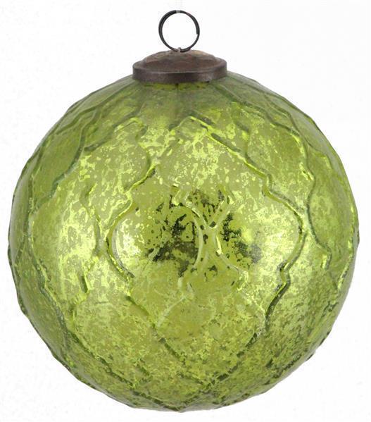 6"Quatrafoil Glass Ball Ornament Lime Green