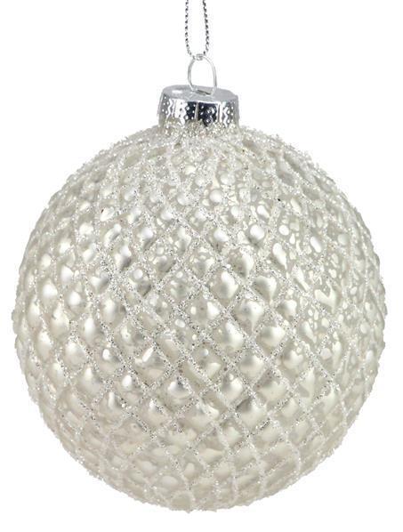 Silver Molded Glass Ball Ornament, Multiple Sizes
