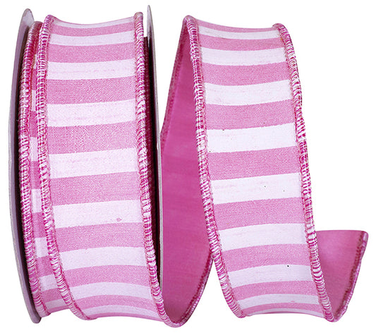 Pink Cabana Stripe Horizontal Dupioni Lux Ribbon