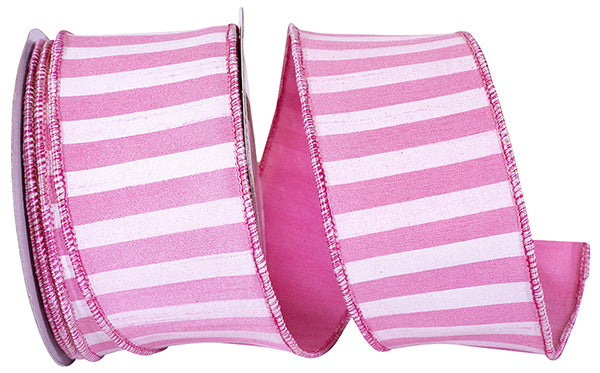 Pink Cabana Stripe Horizontal Dupioni Lux Ribbon