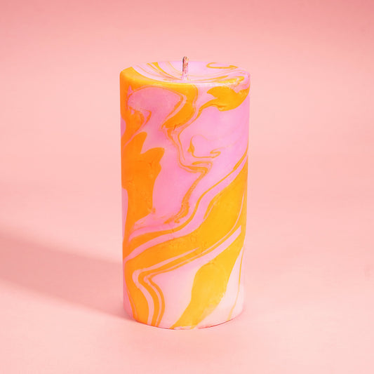 Groovy Baby Marble Pillar Candle
