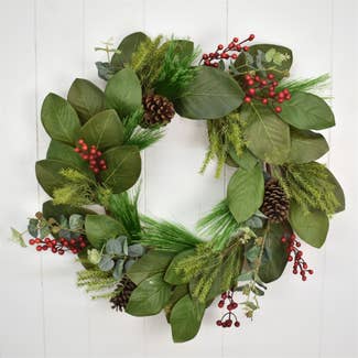 24” Estate Magnolia/Pine/Berry Wreath