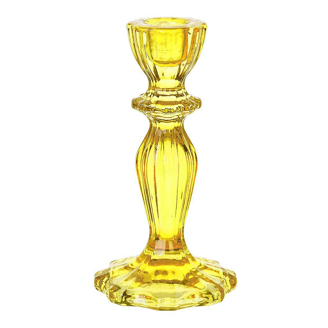 Yellow Glass Candlestick Holder, More Sizes
