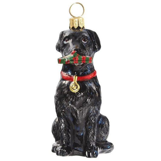 Black Lab with Tartan Plaid Slipper Ornament