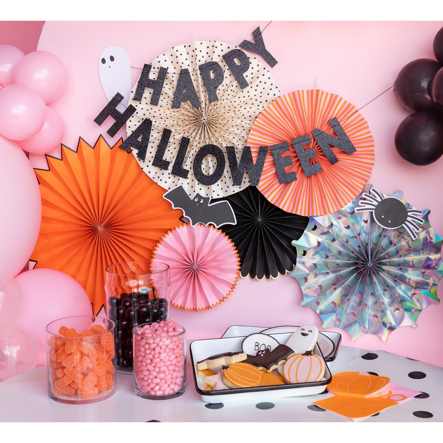 Happy Halloween Black Glitter Banner