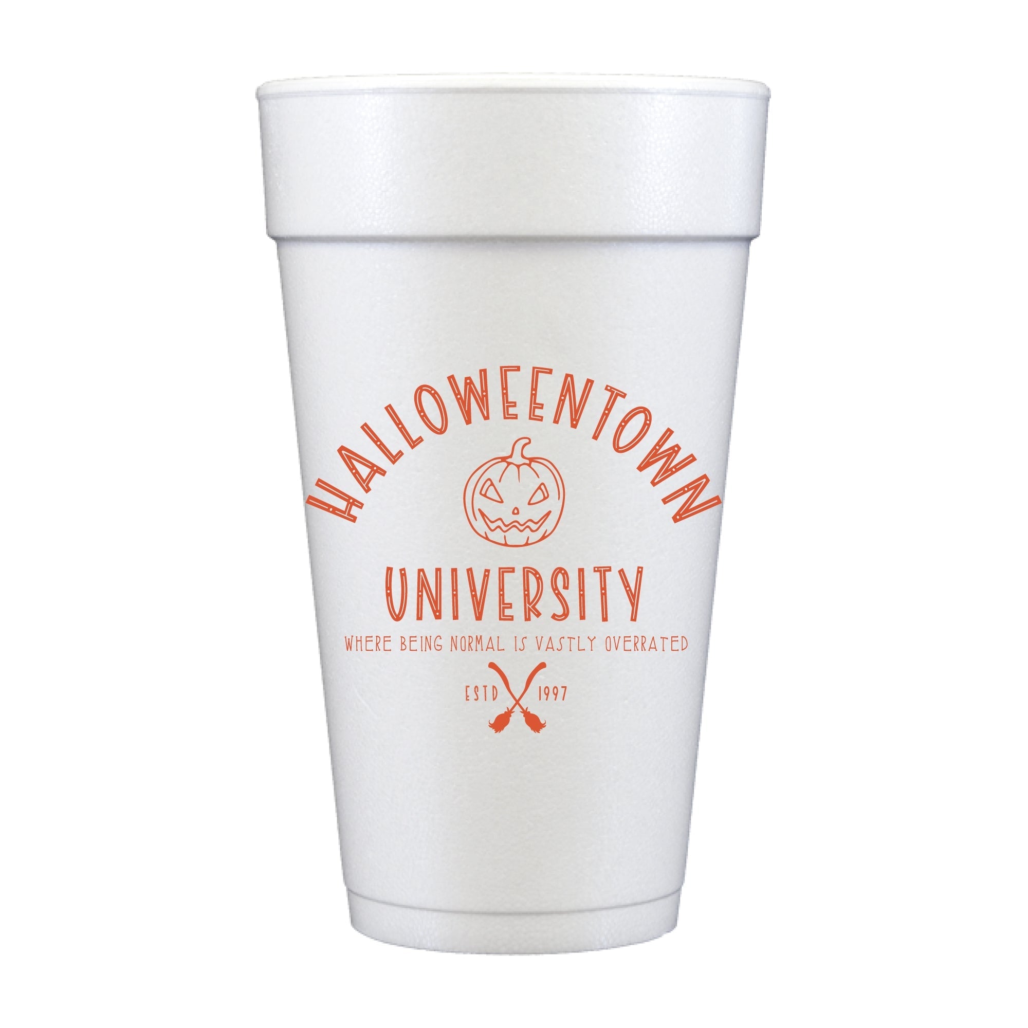 Halloweentown University Pumpkin Styrofoam Cups, Set of 10