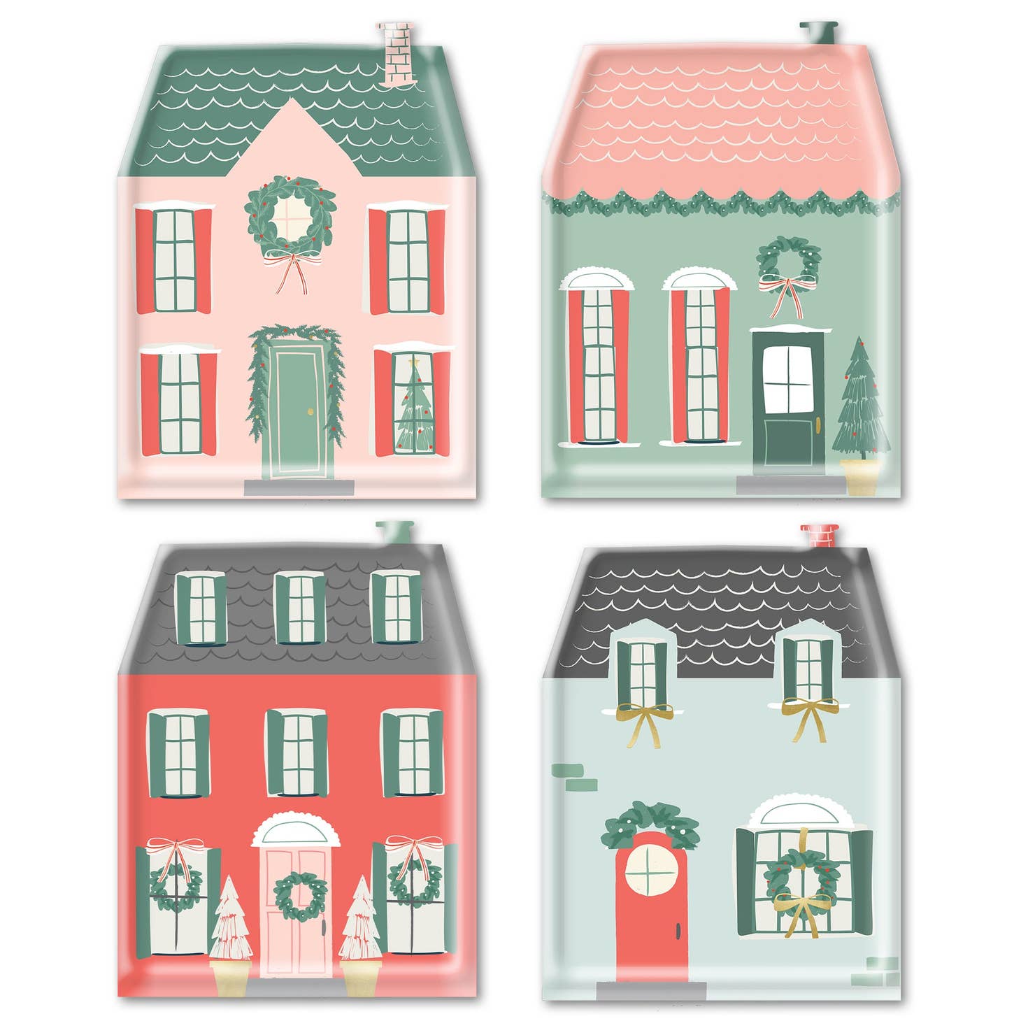Village Christmas House Shaped Plates - Mistletoe Market