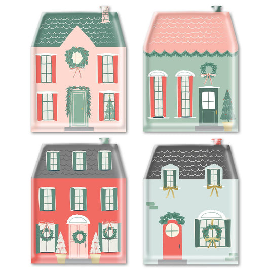 Village Christmas House Shaped Plates