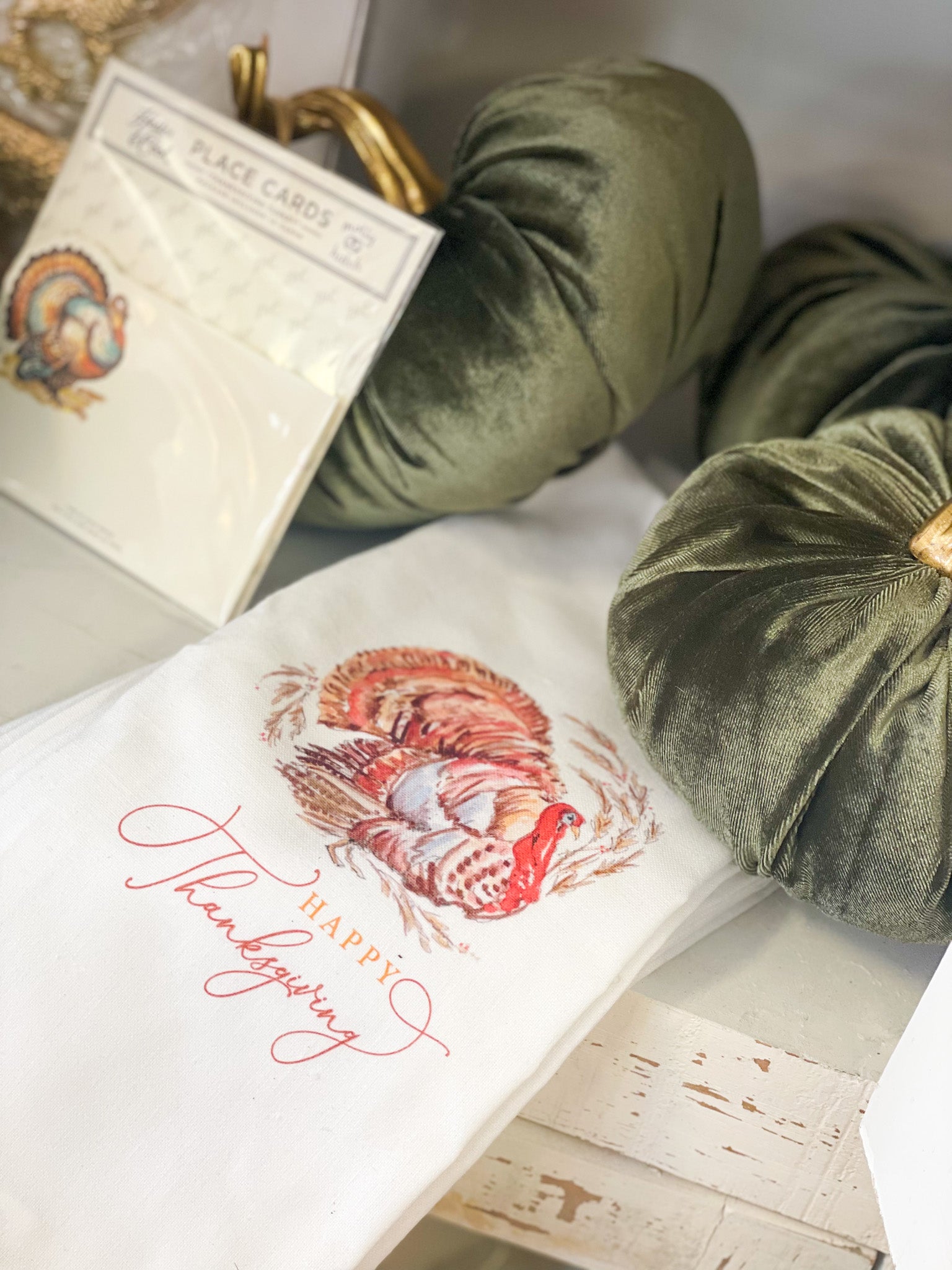 Happy Thanksgiving Handpainted Turkey Kitchen Towel