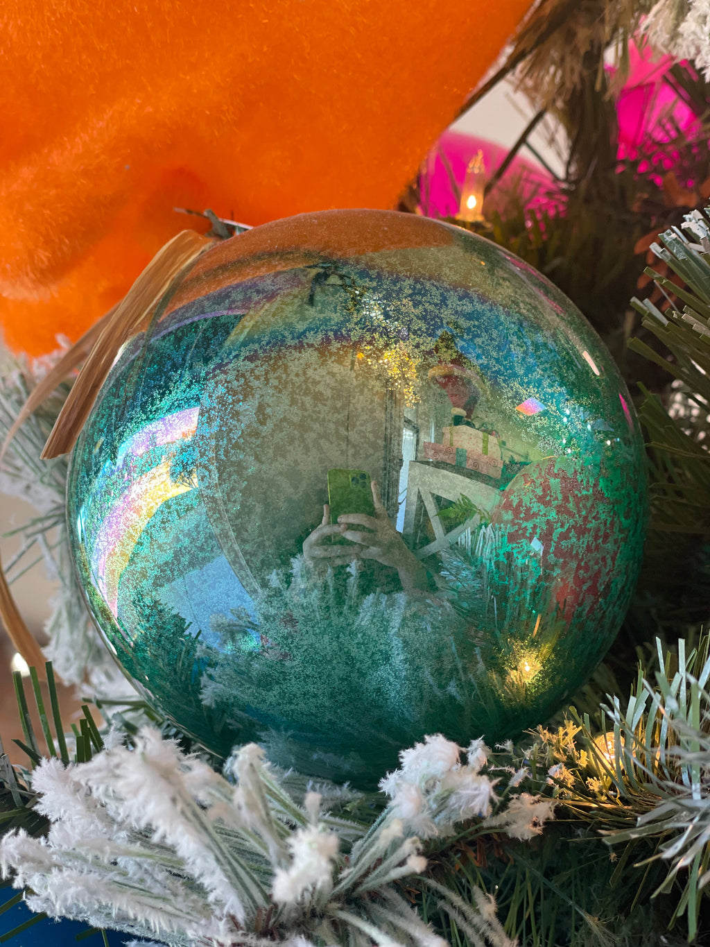 Metallic Green Winward Glass Bubblegum Ornament