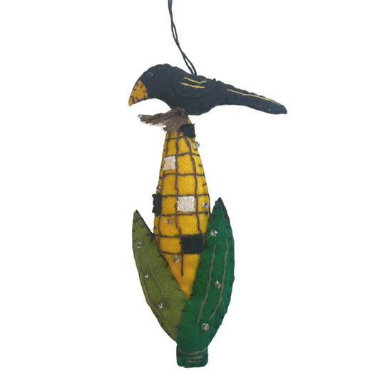 Crow Standing On The Corn Felt Ornament