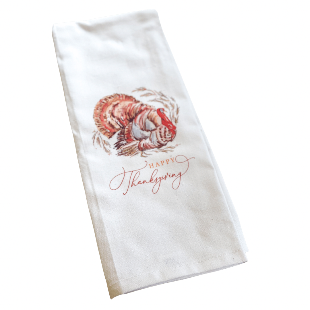 Happy Thanksgiving Handpainted Turkey Kitchen Towel