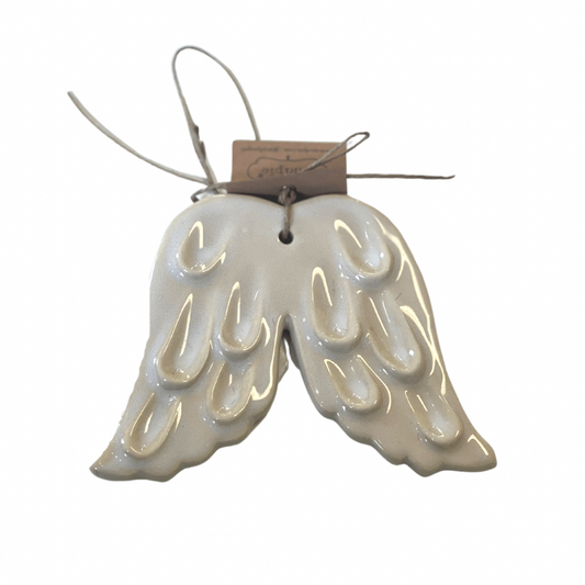 White Glazed Wings Ornament
