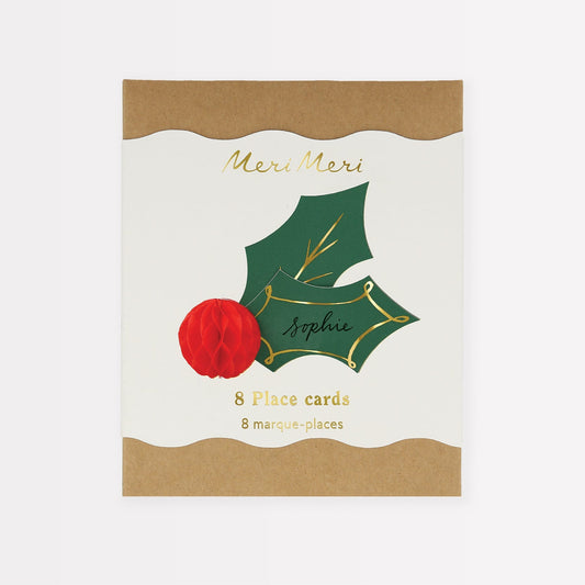 Holly Honeycomb Place Cards - Mistletoe Market