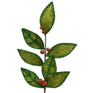 25" Mistletoe Merriment Elm Leaf Spray w/ Berries