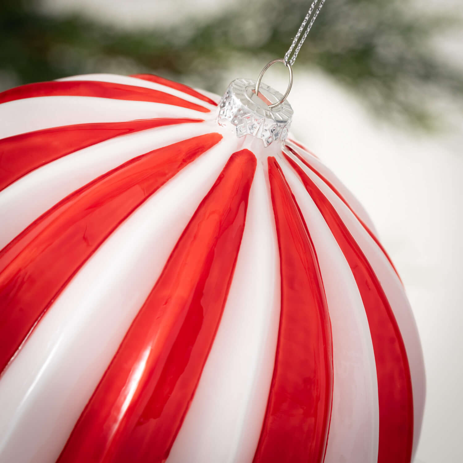 Candy Cane Striped Ball Ornament