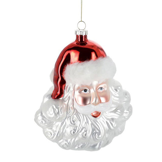 Glass Cheery Santa Ornament