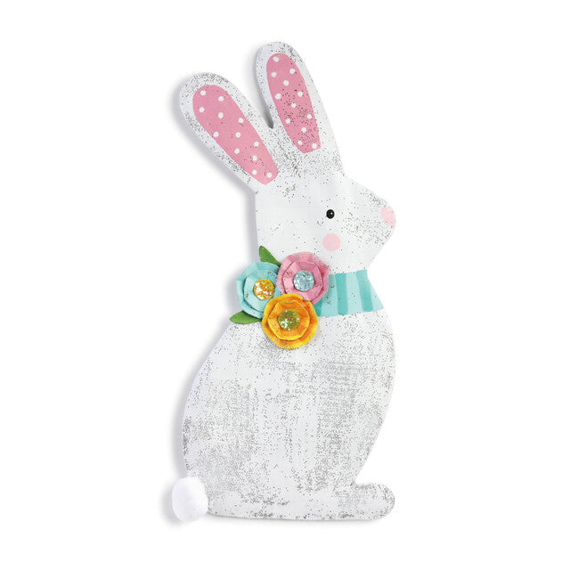 Spring Bunny w/Flowers Door Hanger